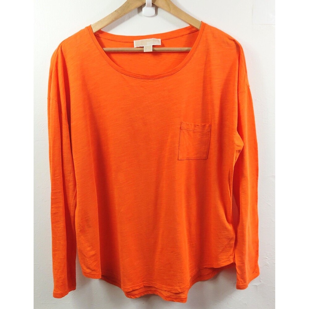 Michael Michael Kors Women’s Orange Solid Scoop Neck Top L